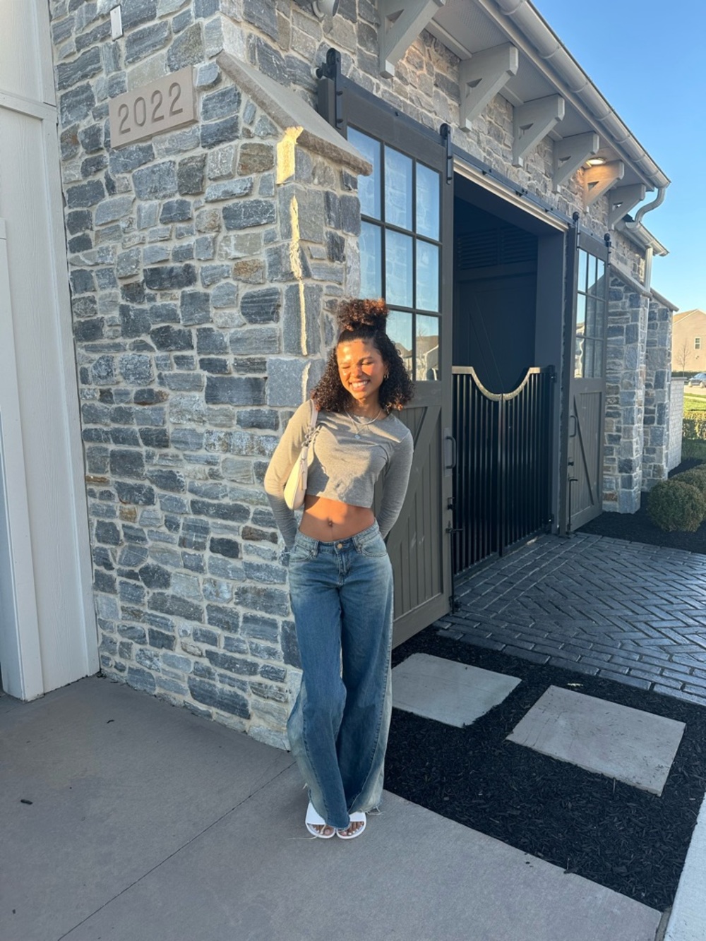 fashion nova gray long sleeve crop top